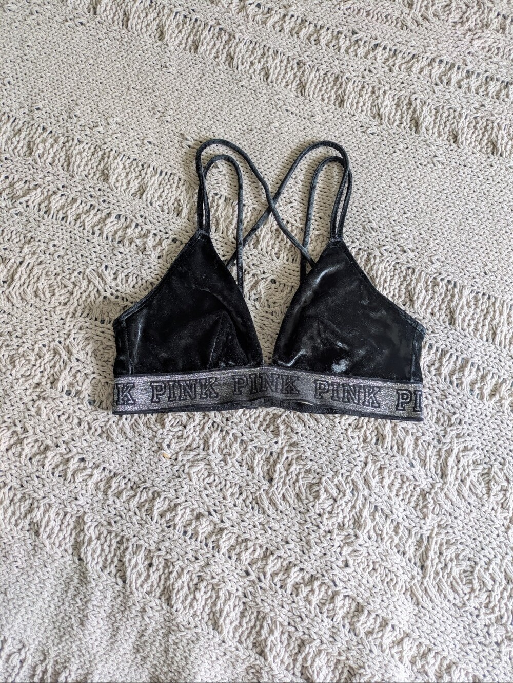 VS Pink Velvet Bralette Sz S